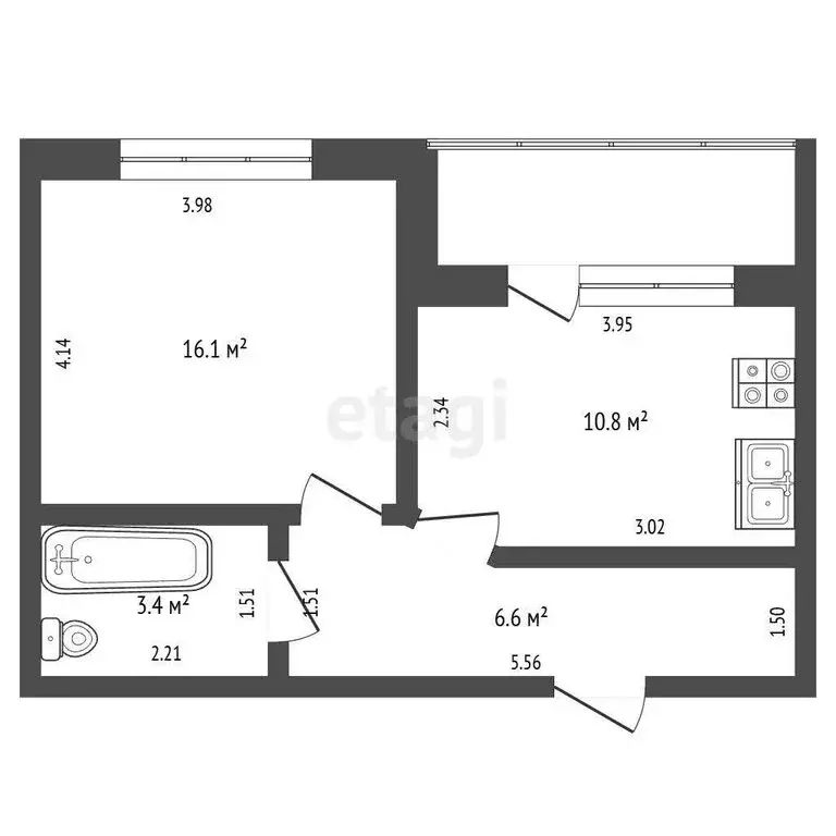 1-комнатная квартира: Новый Уренгой, улица Газовиков, 2Д (44 м) - Фото 1
