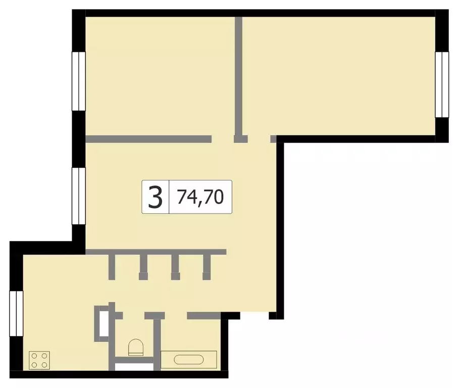 3-к кв. Москва Осенний бул., 10К1 (74.7 м) - Фото 0