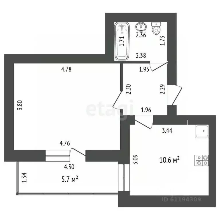 1-к кв. Мордовия, Саранск ул. Кирова, 19Б (37.4 м) - Фото 0