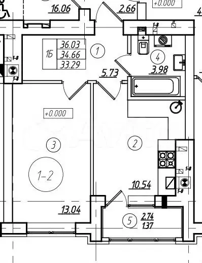 1-к. квартира, 35 м, 1/8 эт. - Фото 0