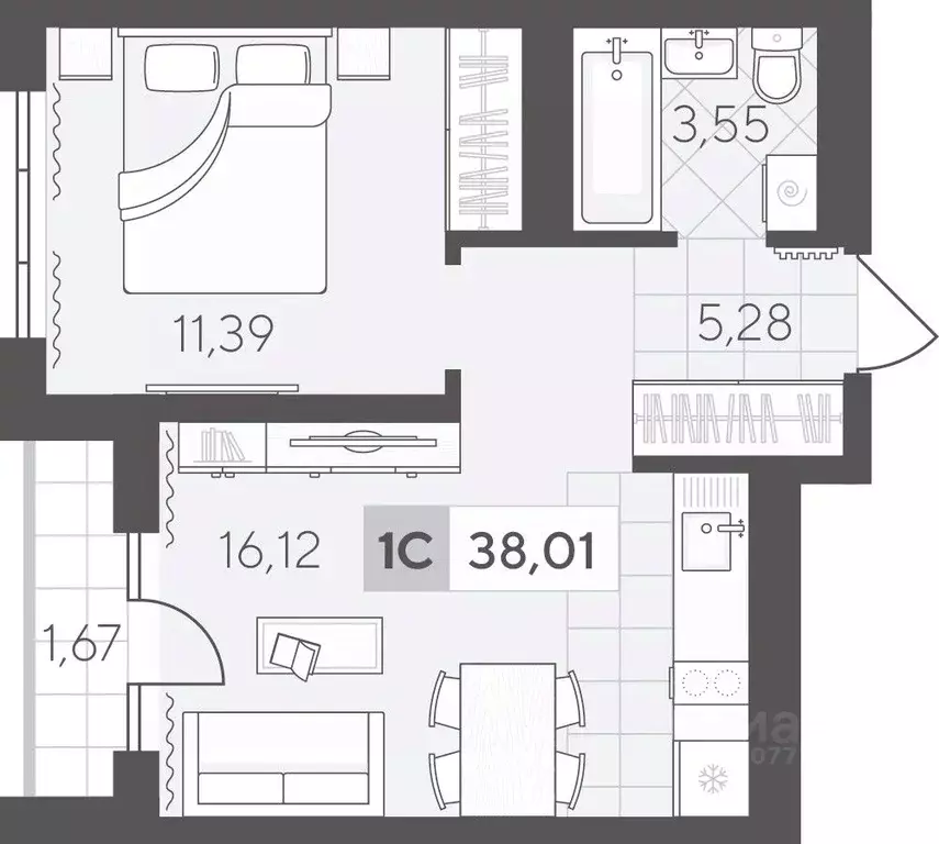 1-к кв. Тюменская область, Тюмень Скандиа.Квартал в Комарово Парк ... - Фото 1