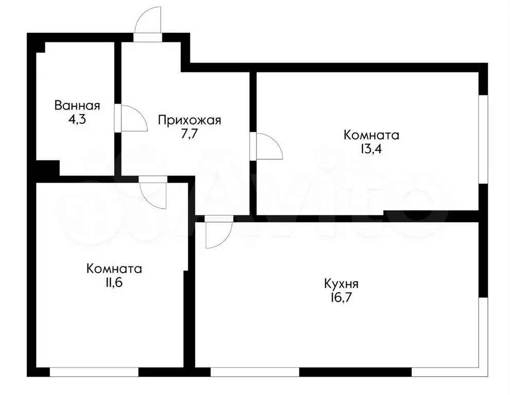 2-к. квартира, 53,7 м, 7/16 эт. - Фото 0