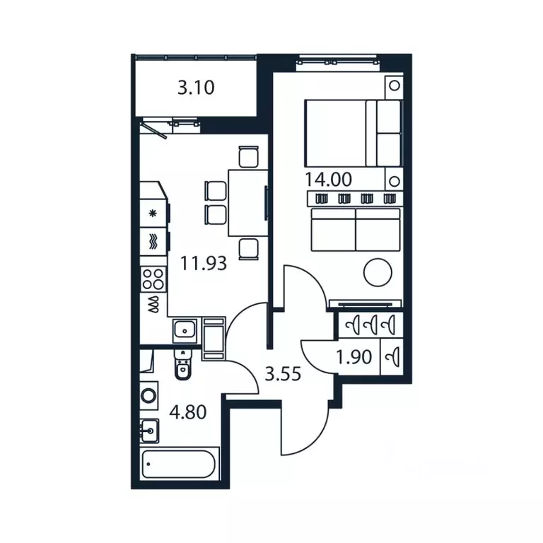 1-к кв. Ленинградская область, Мурино Всеволожский район, ул. ... - Фото 1