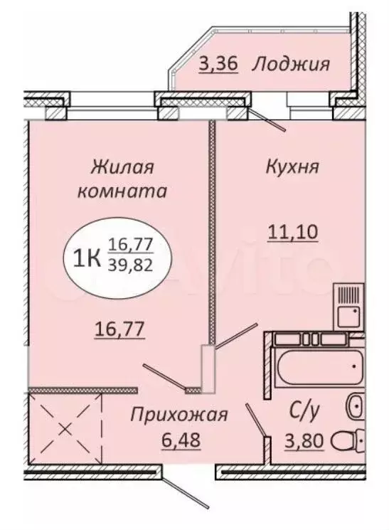 1-к. квартира, 39,8 м, 20/21 эт. - Фото 0