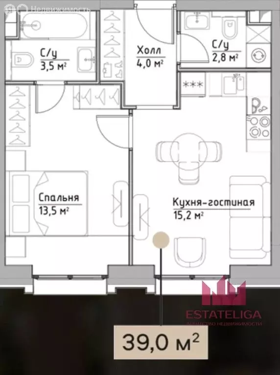 1-комнатная квартира: Москва, Дубининская улица, 59к8 (39 м) - Фото 0