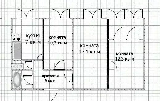 3-к кв. Башкортостан, Уфа ул. 50 лет СССР, 48 (59.0 м) - Фото 2