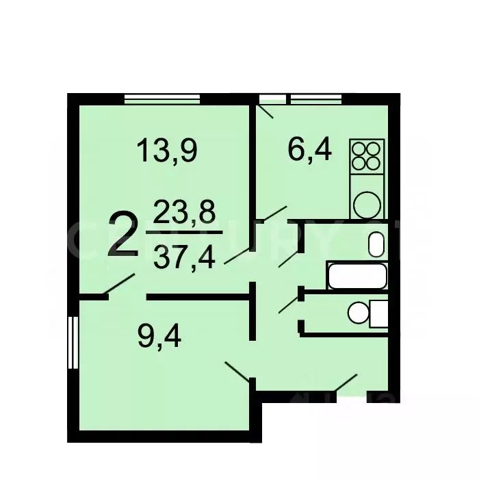 2-к кв. Москва Шереметьевская ул., 45 (38.7 м) - Фото 1