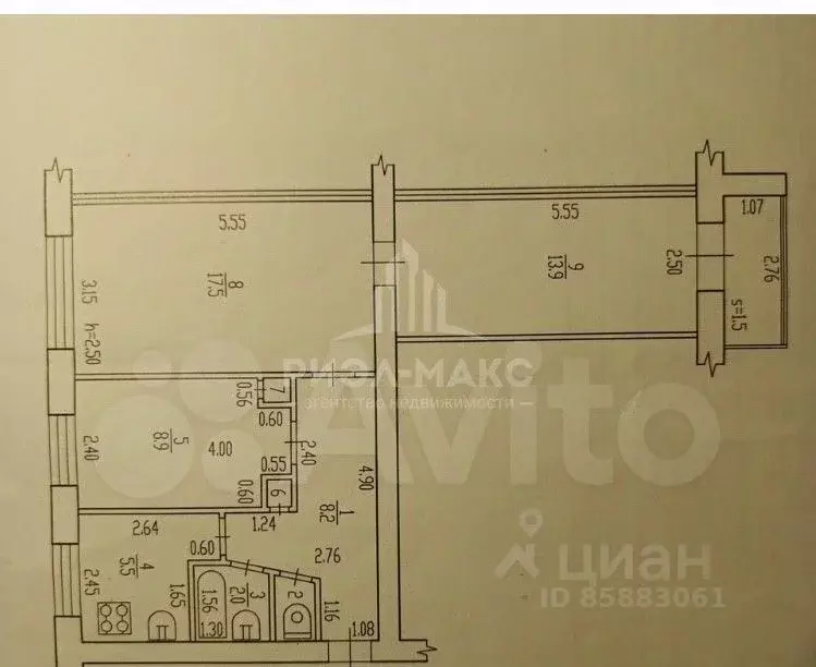 3-к кв. Брянская область, Брянск Октябрьская ул., 13 (58.0 м) - Фото 1