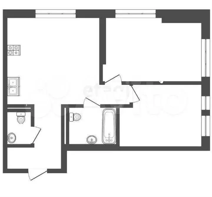 2-к. квартира, 60 м, 13/17 эт. - Фото 0
