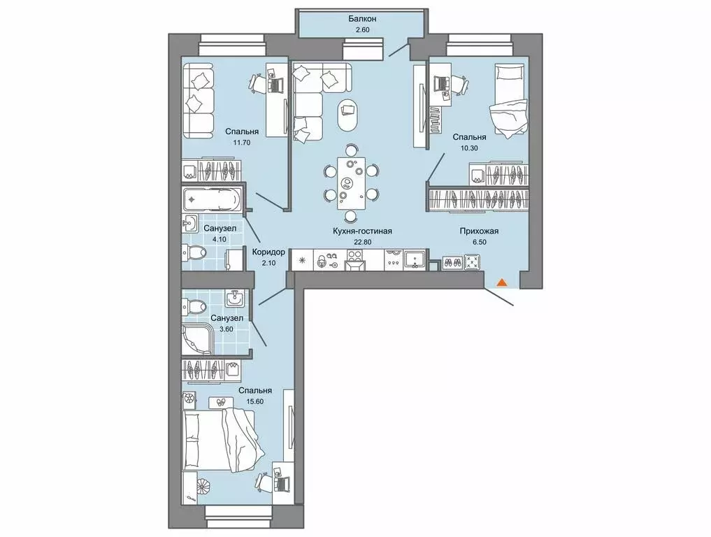 3-комнатная квартира: Пермь, улица Дзержинского, 35А (78 м) - Фото 0