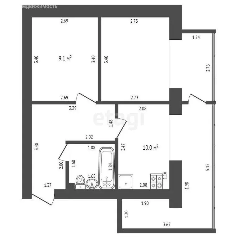 2-комнатная квартира: Севастополь, улица Истомина, 12 (53.9 м) - Фото 0