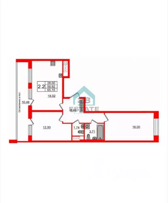 2-к кв. Санкт-Петербург Кубинская ул., 76к6литО (65.15 м) - Фото 2