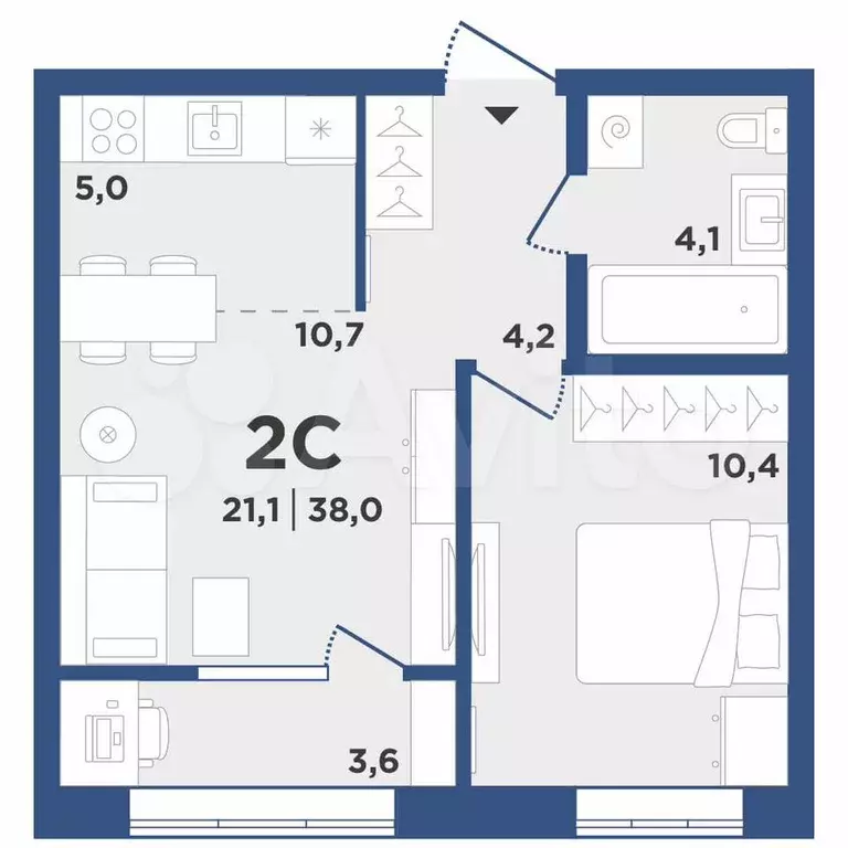 2-к. квартира, 38 м, 5/9 эт. - Фото 0