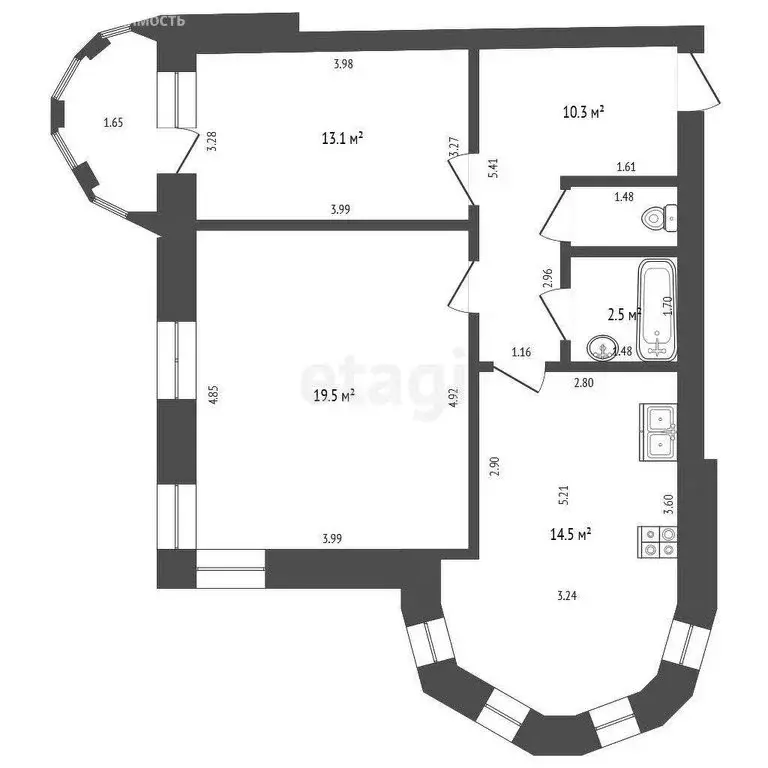 2-комнатная квартира: Чебоксары, Московский проспект, 19к8 (61.3 м) - Фото 1