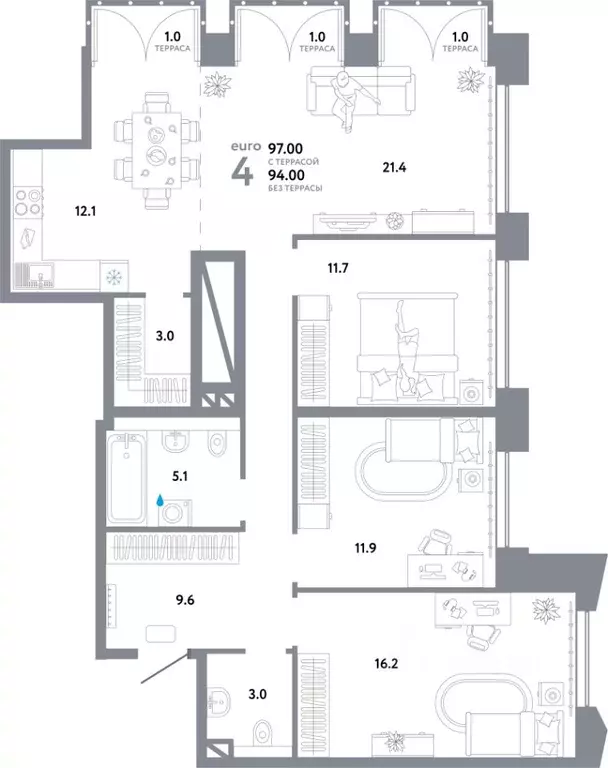 4-к кв. Москва Озерная ул., 42С7 (97.0 м) - Фото 1