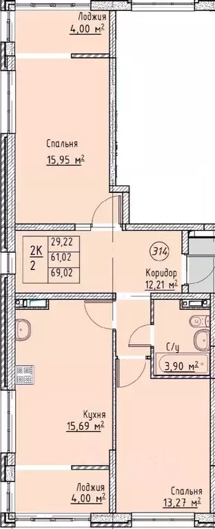 2-к кв. Ставропольский край, Ставрополь № 10 мкр, Квартал 204 жилой ... - Фото 0