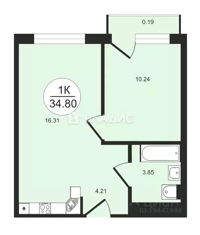1-к кв. Москва Очаковское ш., 5к3 (35.0 м) - Фото 2