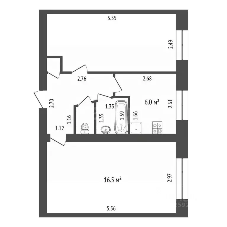 2-к кв. Тамбовская область, Тамбов Московская ул., 76 (44.4 м) - Фото 2