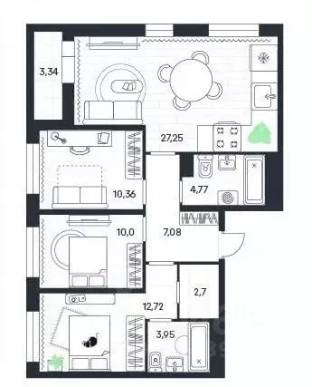 3-к кв. Тульская область, Тула городской округ, пос. Петровский ... - Фото 0