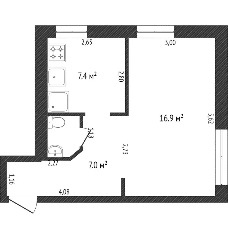1-комнатная квартира: Ишим, улица Карла Маркса, 55 (26.9 м) - Фото 1