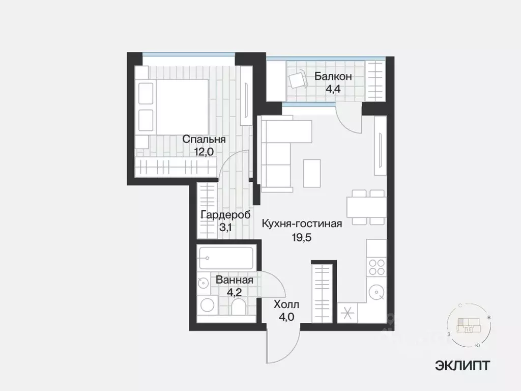 1-к кв. Тюменская область, Тюмень ул. Игоря Комиссарова, 18 (45.03 м) - Фото 0