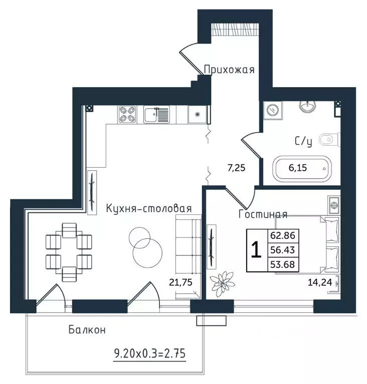 1-к кв. Калининградская область, Янтарный пгт ул. Советская (62.82 м) - Фото 1