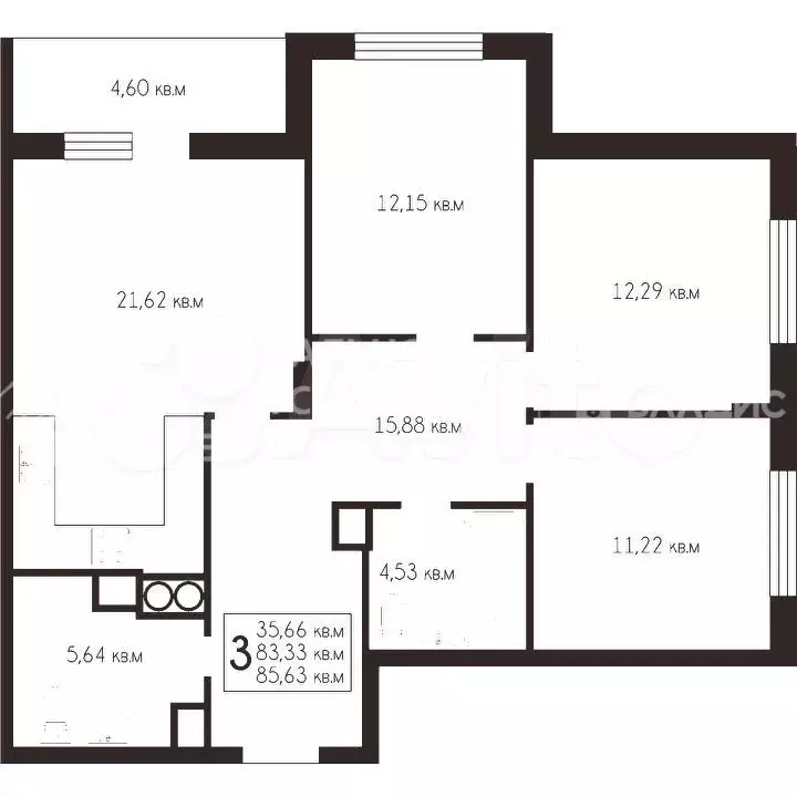 3-к. квартира, 85 м, 9/25 эт. - Фото 0