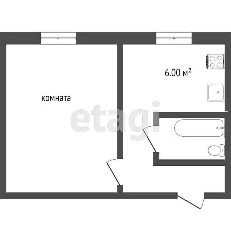 1-комнатная квартира: Улан-Удэ, улица Ербанова, 22 (30.6 м) - Фото 1
