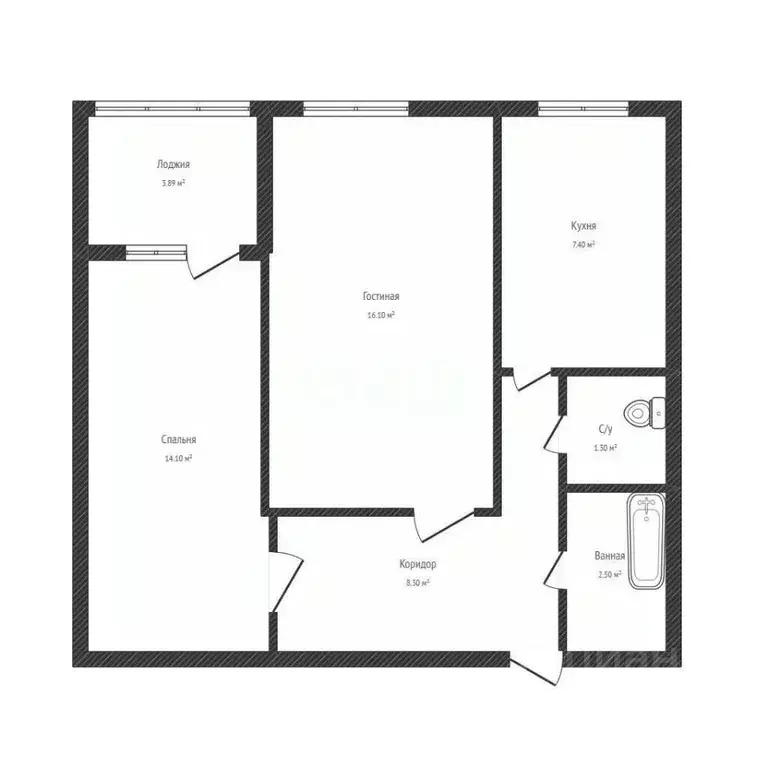 2-к кв. Башкортостан, Салават Ленинградская ул., 25 (50.3 м) - Фото 2