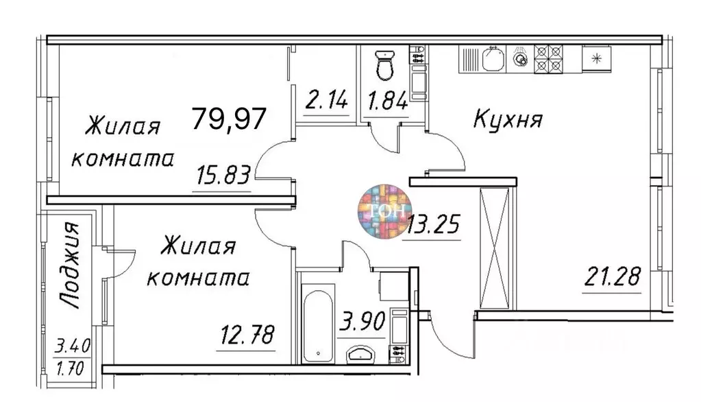 2-к кв. Санкт-Петербург просп. Авиаконструкторов, 54 (80.0 м) - Фото 1