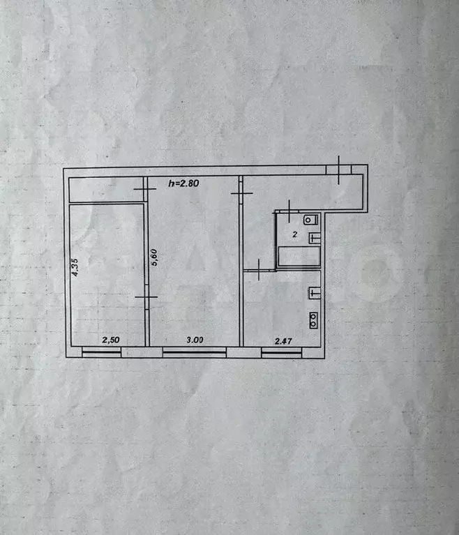 2-к. квартира, 44 м, 1/2 эт. - Фото 0