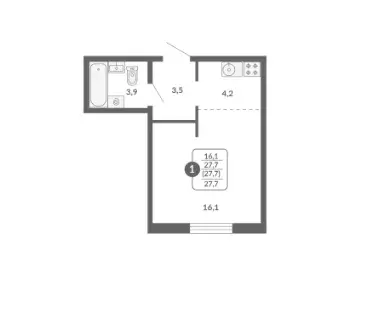 Продаётся квартира-студия, 27.7 м - Фото 0