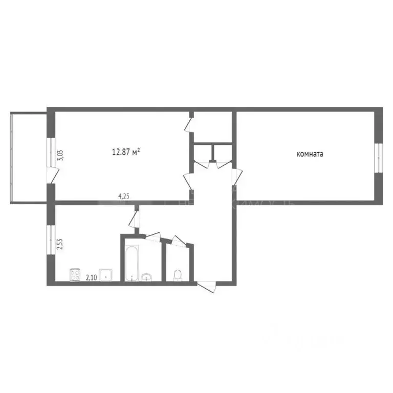 2-к кв. Тюменская область, Тюмень Волгоградская ул., 109 (44.0 м) - Фото 2