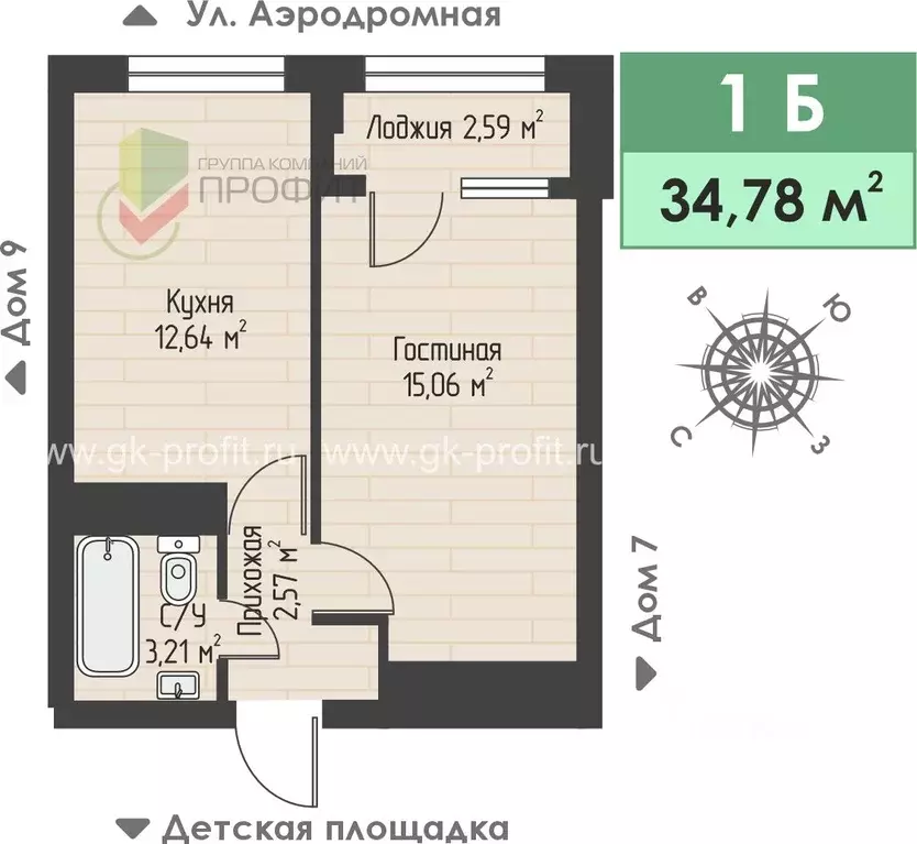 1-к кв. Татарстан, Набережные Челны ул. Жданова, 3 (34.78 м) - Фото 1