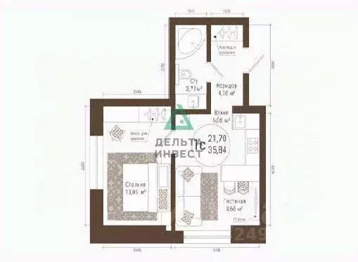 2-к кв. Башкортостан, Уфа ул. Менделеева, 137 (35.84 м) - Фото 1