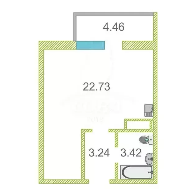 Квартира-студия: Тюмень, улица Раушана Абдуллина, 2к1 (29.5 м) - Фото 2