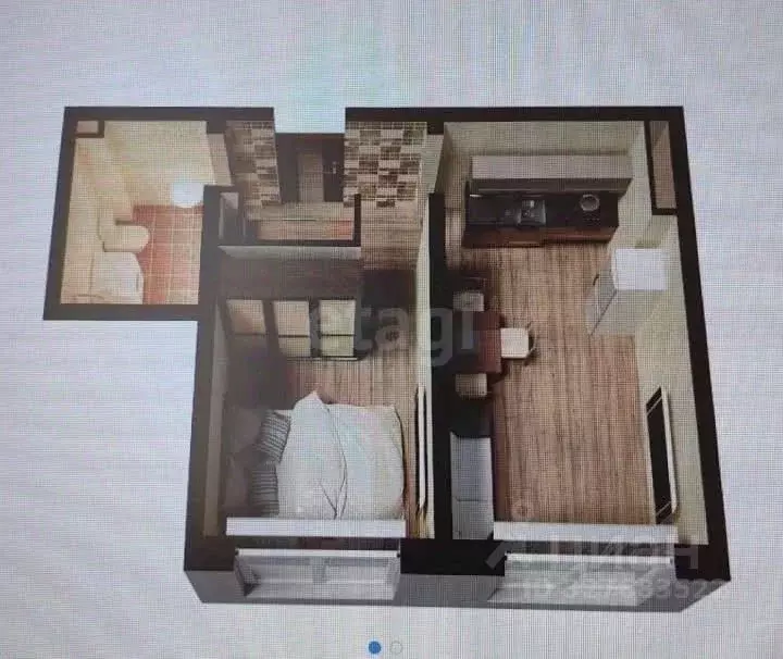 Студия Сахалинская область, Южно-Сахалинск Больничная ул., 43 (37.7 м) - Фото 1