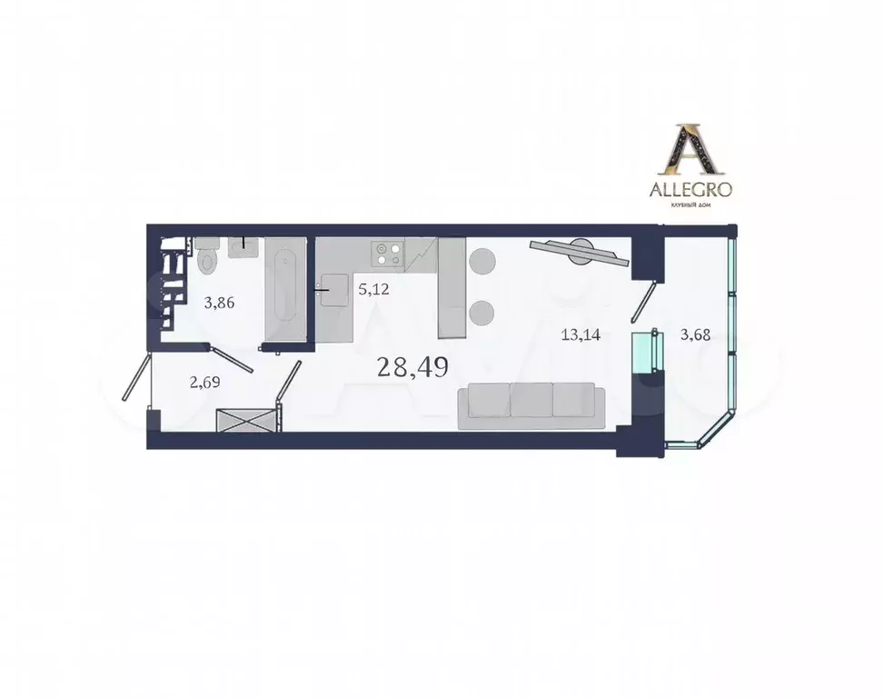 Квартира-студия, 29 м, 4/19 эт. - Фото 0