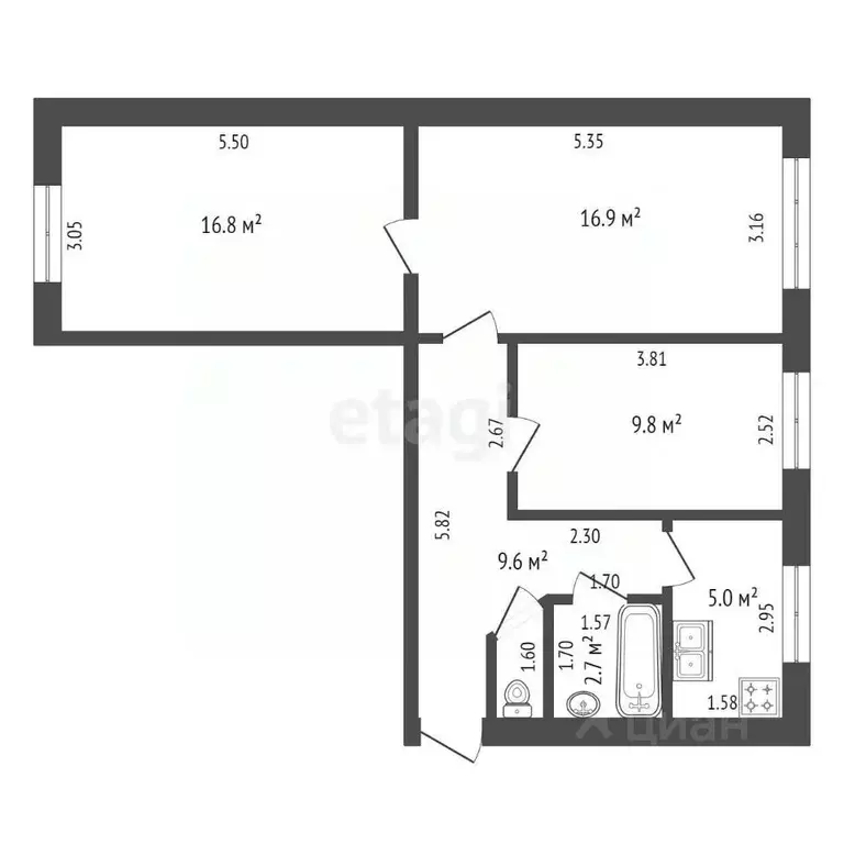 3-к кв. Тюменская область, с. Абатское ул. Мелиораторов (61.8 м) - Фото 1