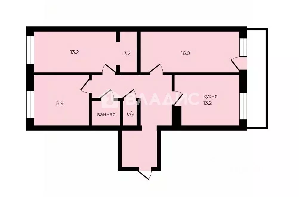 3-к кв. Санкт-Петербург Наличная ул., 40К7 (70.5 м) - Фото 2