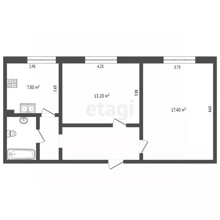 2-к кв. Вологодская область, Кадуй рп ул. Юбилейная, 7 (39.3 м) - Фото 2