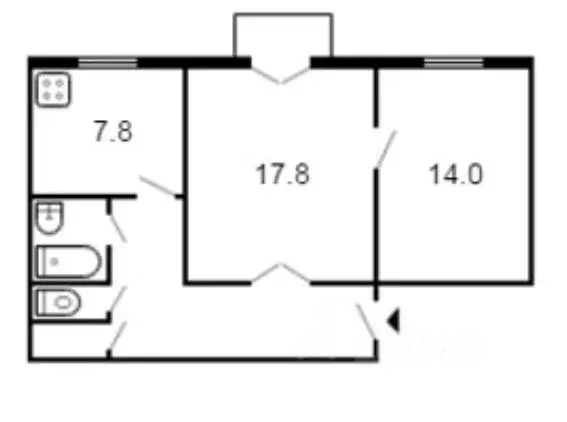 2-к кв. Омская область, Омск ул. Авиагородок, 7 (42.0 м) - Фото 2