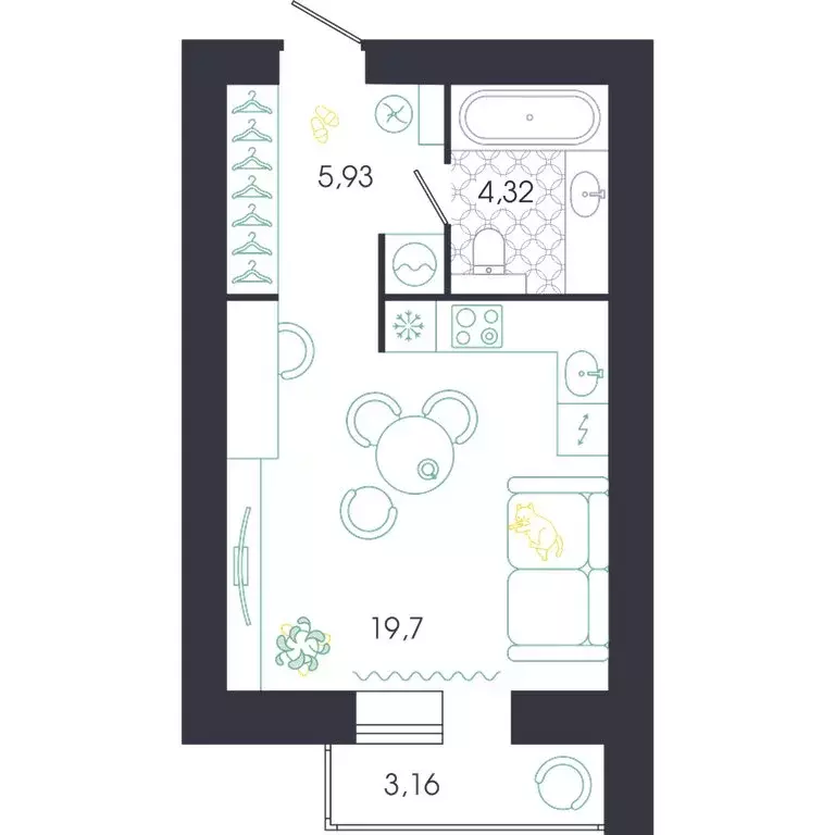 Квартира-студия: Пенза, Колышлейская улица, 7 (31.53 м) - Фото 1