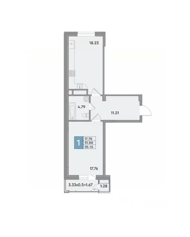 1-к кв. Краснодарский край, Краснодар ул. Шоссе Нефтяников, 26 (55.15 ... - Фото 0