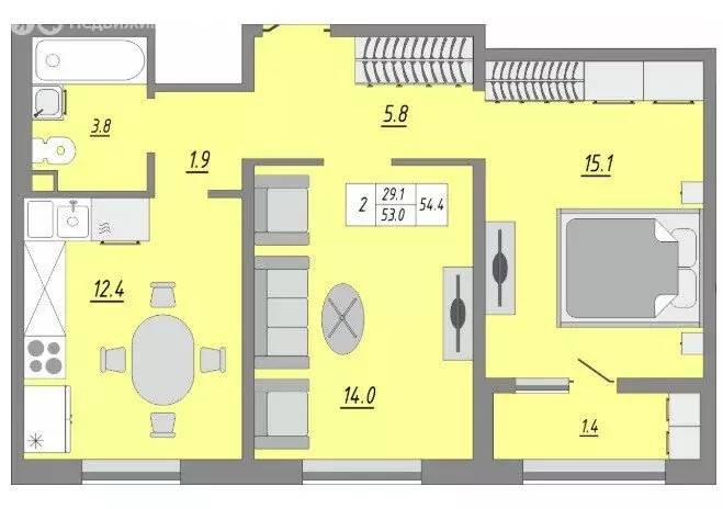 1-комнатная квартира: Оренбург, улица Юркина, 10 (54.9 м) - Фото 1