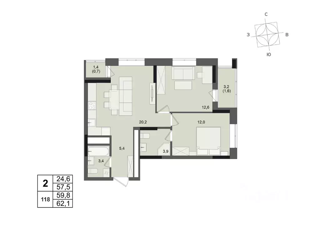 2-к кв. Удмуртия, Ижевск ул. Леваневского (59.8 м) - Фото 0