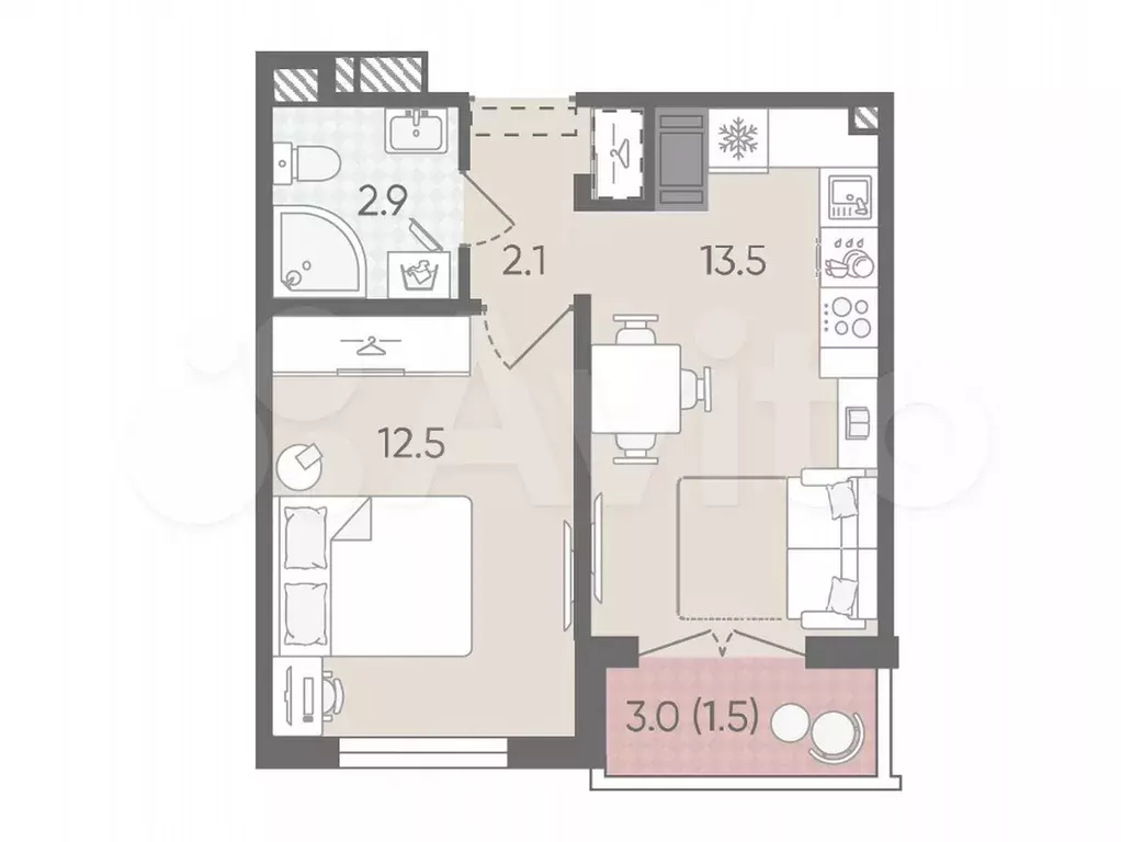 1-к. квартира, 32,5 м, 23/25 эт. - Фото 0