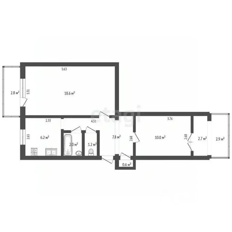 2-к кв. Крым, Евпатория ул. Имени 60-летия ВЛКСМ, 16 (46.4 м) - Фото 2