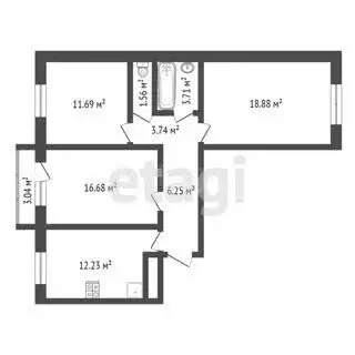 3-комнатная квартира: Калининград, улица Дзержинского, 168Г (74.8 м) - Фото 1