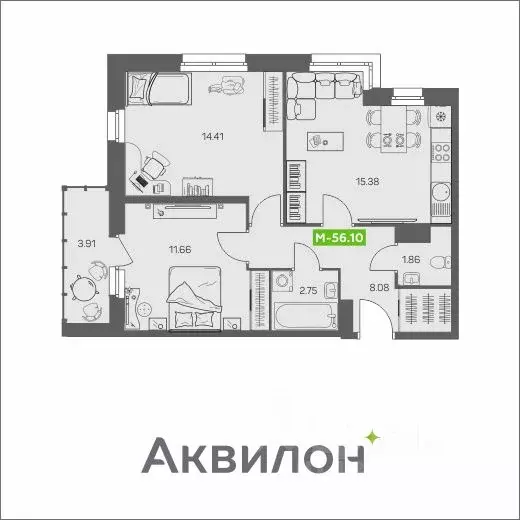 2-к кв. Архангельская область, Архангельск ул. Валявкина, 26 (56.1 м) - Фото 0
